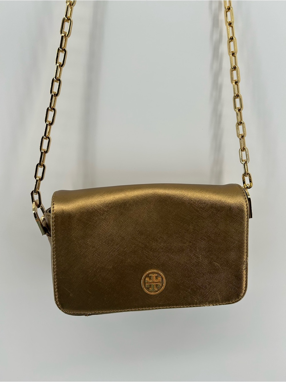 Tory Burch Saffiano gold crossbody